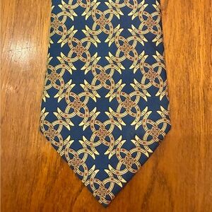 Hermès Blue and Gold Patterned Tie